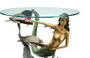 Bronze Finish Mermaid And Sea Turtles Glass Top End Table Additional image