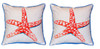 Pair of Betsy Drake Coral Starfish Large Indoor/Outdoor Pillows Main image