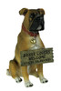 Boxer Dog with Double Sided Sign Indoor/Outdoor Statue Main image