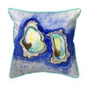 Betsy Drake Aqua Oysters Large Indoor/Outdoor Pillow 18x18 Main image
