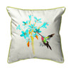 Betsy Drake Blue Hummingbird Large Indoor/Outdoor Pillow 18x18 Main image