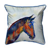 Betsy Drake Blue Horse Large Indoor/Outdoor Pillow 18x18 Main image