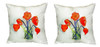 Pair of Betsy Drake Poppies in Vase No Cord Pillows 18 Inch X 18 Inch Main image