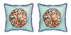 Pair of Betsy Drake Sand Dollar - Teal Large Indoor/Outdoor Pillows Main image