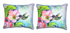 Pair of Betsy Drake Hummingbird and Hibiscus Outdoor Pillows 16 Inch x 20 Inch Main image