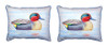 Pair of Betsy Drake Green Wing Teal Duck Outdoor Pillows 16 Inch x 20 Inch Main image