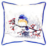 Pair of Betsy Drake Blue Bird and Snow Large Indoor/Outdoor Pillows 18x18 Main image