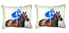 Pair of Betsy Drake Horse & Jockey Small Pillows 11 Inch X 14 Inch Main image