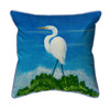 Betsy Drake Great Egret Small Indoor/Outdoor Pillow 12x12 Main image