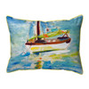 Betsy Drake Yellow Sailboat Small Indoor/Outdoor Pillow 11x14 Main image