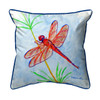 Betsy Drake Red Dragonfly Large Pillow 18x18 Main image