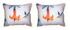 Pair Of Betsy Drake Hummingbird/Trumpet Vine Large Indoor/Outdoor Pillows 16X20 Main image
