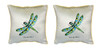 Pair of Betsy Drake Dragonfly Small Outdoor/Indoor Pillows 12 Inch X 12 Inch Main image