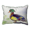 Betsy Drake Male Wood Duck Script Small Indoor/Outdoor Pillow 11x14 Main image