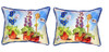 Pair of Betsy Drake Potted Flowers Large Indoor/Outdoor Pillows 16x20 Main image