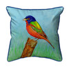 Betsy Drake Painted Bunting Bird Extra Large 22 X 22 Indoor / Outdoor Pillow Main image
