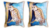 Pair of Betsy Drake Betsy’s Owl Large Indoor/Outdoor Pillows 16 Inchx20 Inch Main image