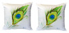 Pair of Betsy Drake Peacock Feather No Cord Pillows 18 Inch X 18 Inch Main image