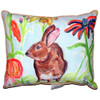 Zippered Betsy Drake Brown Rabbit Left Facing Outdoor Pillow 20 Inch x 24 Inch Main image