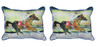 Pair of Betsy Drake Racing Horse Large Indoor/Outdoor Pillows 16x20 Main image