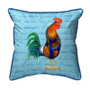 Betsy Drake Blue Rooster Script Extra Large 22 X 22 Indoor / Outdoor Pillow Main image