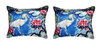 Pair of Betsy Drake Heron & Waterlilies No Cord Indoor/Outdoor Pillows 16 X 20 Main image