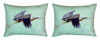 Pair of Betsy Drake Flying Blue Heron - Teal No Cord Pillows 16 Inch X 20 Inch Main image