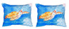 Pair of Betsy Drake Brown Sea Turtle No Cord Pillows 16 Inch X 20 Inch Main image