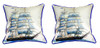 Pair of Betsy Drake Whaling Ship Small Outdoor/Indoor Pillows 12 Inch X 12 Inch Main image