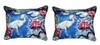Pair of Betsy Drake Heron & Waterlilies Small Outdoor/Indoor Pillows 11X 14 Main image