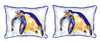 Pair of Betsy Drake Blue Sea Turtle - Left Large Indoor/Outdoor Pillows Main image