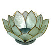 Seafoam Green Capiz Shell Blooming Lotus Flower Blossom Tealight Candle Holder Main image