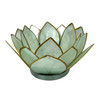 Seafoam Green Capiz Shell Blooming Lotus Flower Blossom Tealight Candle Holder Additional image