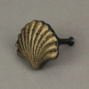 Set of 4 Antique Gold Cast Iron Scallop Sea Shell Drawer Pulls Cabinet Knobs Additional image