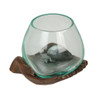 Blown Molten Glass and Carved Wood Hands Decorative Bowl Additional image
