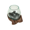 Blown Molten Glass and Carved Wood Hands Decorative Bowl Additional image