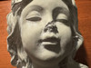 Whitewashed Gray Concrete Flower Girl Wall Mount Head Planter 9.25 Inches High Image of main defect