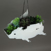 Antique White Finish Metal Flying Pig Hanging Planter - 14 Inches Long Additional image
