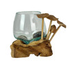 Handcrafted Glass Vase with Teak Driftwood and Wood Mushroom Embellishments Additional image