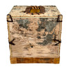 Square Birch Bark Wood Tissue Box Cover Rustic Tan Freestanding 5.5 In Additional image