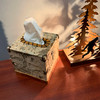 Square Birch Bark Wood Tissue Box Cover Rustic Tan Freestanding 5.5 In Lifestyle image 5