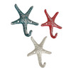 Set of 3 Cast Iron Coral Starfish Decorative Wall Hooks Hangers 4 Inches Additional image