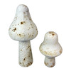 Set of 2 White Metal Mushrooms, 9" & 16" Garden Indoor Outdoor Décor Main image