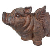 Flying Pig Planter 17" Brown, With Drain Hole, Rustic Indoor Outdoor Decor Additional image