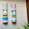 Set of 2 - 20" Pastel Pink & Blue Tiki Masks Wood Wall Decor Indoor/Outdoor Lifestyle image 1