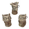 Set of 3 Bespectacled Animal Vases Fox Owl Deer Gold Accent Knit Scarves Glasses Main image