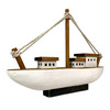 13.5in Wood Fishing Boat Statue Nautical Decor Handcrafted Ship Modell Additional image