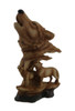 Carved Wood Look Howling Wolf Couple Figural Statue Main image