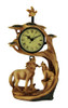 Wolf Family Safari Carved Wood Look Clock Figurine Main image