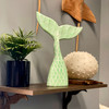 Turquoise Wood Mermaid Tail Sculpture 13.75" Coastal Table Decor Ocean Art Lifestyle image 2